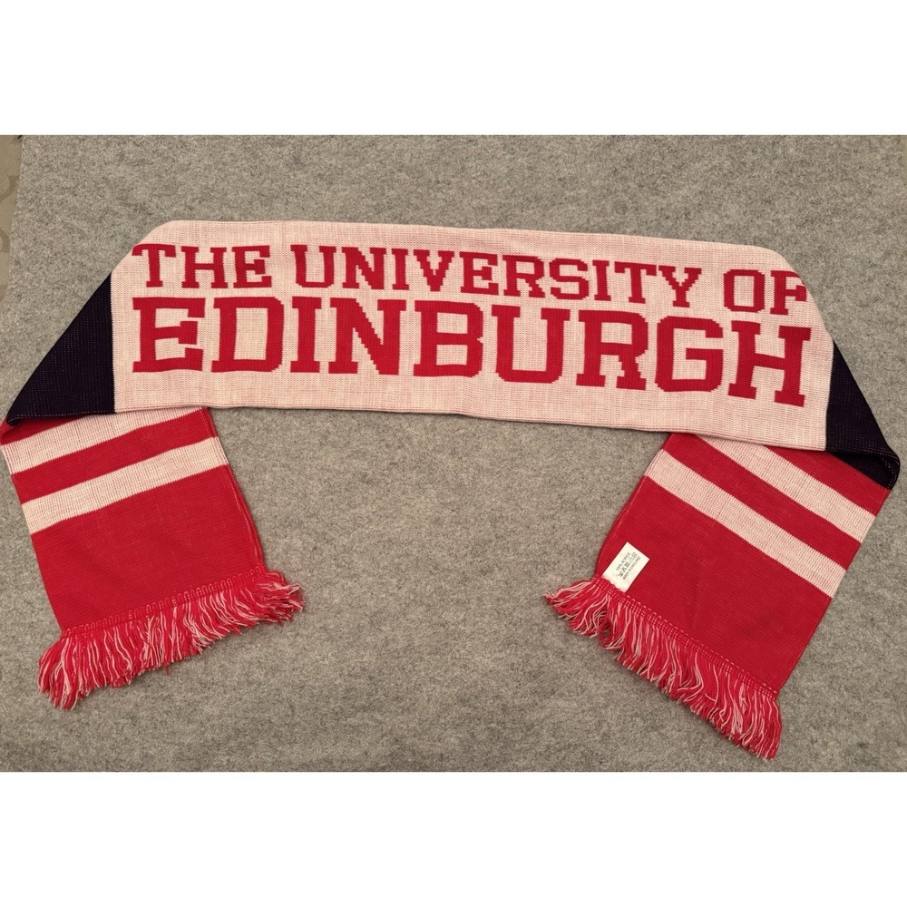 Vintage University of Edinburgh Scarf Made in England Red White Black 80s 90s